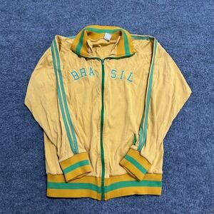 Blue Steel Jacket Mens Size M Yellow Brasil Track Full Zip Striped Athletic